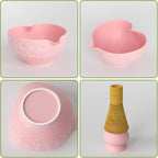Matcha Whisk Set & Japanese Tea Set, 8PCS Ceramic Matcha Kit, Heart-shaped Matcha Bowl with Spout and Bamboo Whisk for Ceremony Matcha Lovers, Ideal Gift Christmas and Birthday (Cherry Blossom Pink)