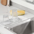 Bathroom Trays for Counter, Slicone Vanity Trays for Bathroom, Rectangle Sponge Holder for Kitchen Sink - Marble Grey