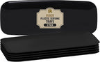 R-kay 4 Pack Plastic Serving Trays for Party - Black Serving Tray 17 by 6.5 in - Heavy Duty Dessert Trays for Food - Rectangular Party Serving Trays - Premium Party Trays - Black Platters