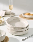 famiware Milkyway 33 oz Bowl Set, Pasta Bowls Set of 8, Salad Bowls, Double Reactive Glaze, Sturdy & Stackable, Ideal for Housewarming, Festivals, Creamy White with Speckles