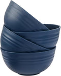 Unbreakable Wheat Straw Cereal Bowls Set of 4, 24 OZ Microwave and Dishwasher Safe Lightweight Soup and Salad Bowl Sets, Reusable Dessert Bowls for Rice, Pasta, Snack, Fruit, BPA Free (Dark Blue)