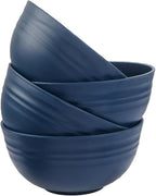 Unbreakable Wheat Straw Cereal Bowls Set of 4, 24 OZ Microwave and Dishwasher Safe Lightweight Soup and Salad Bowl Sets, Reusable Dessert Bowls for Rice, Pasta, Snack, Fruit, BPA Free (Dark Blue)