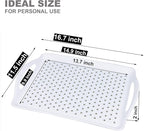 ECOIOU Non Slip Food Serving Tray with Handles, Rectangle Anti-Slip Non-Toxic Dishwasher Safe Tray for Snack Fruit Dessert Breakfast Drink Come with Cleaning Cloths, White