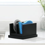 Luxspire Kitchen Sponge Holder for Sink, Dish Sponge Holder with 2 Compartments, Sponge Caddy for Kitchen Sink Counter, Sponge Holder with Drain Tray, Matte Black