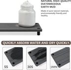 Quick Dry Sink Caddy Kitchen Sink Organizer, Water Absorbing Stone Tray for Sink, Stone Drying Tray, Diatomite Faucet Mat & Protector, Dispenser Sponge Holder, Stone Soap Tray for Bathroom Counter
