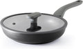 PRICUSIS Nonstick Frying Pan with Lid, 8/10 Inch Skillet with Stay Cool Handle, Fully Coated, Induction Compatible & Oven Safe, 100% Dishwasher Safe, PTFE & PFOA Free（10 Inch, Black Sesame）