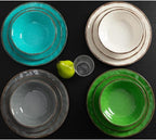 LEHAHA Vintage Crackle Melamine Dinnerware Sets, 12 Piece Plates and Bowls Sets, Great for Camping, RV. Durable and Chip Resistant Farmhouse Dishes Set, Service for 4(Green)