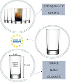 BOHEM'S Small Juice Glasses, Mini Clear Glass Cups Tumblers, 5.1 Oz, Drinking Glassware for Orange Juice, Water, Milk, Coffee, Perfect for Tasting and Small Portions, Set of 6,