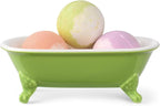 6.5" Ceramic Mini Decorative Clawfoot Bathtub Bar Soap Dish, Kitchen Sponge Holder and Shower Tray for Bathroom, 1 Pack(Lime)