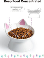 ABRUTY Cat Food Bowl, 5 OZ Ceramic Elevated Kitten Water Bowl, 15° Tilted Raised Pet Feeder, Anti Vomiting and Whisker Friendly Dishes for Fat Faced, Cat, Kitten, Small Dog