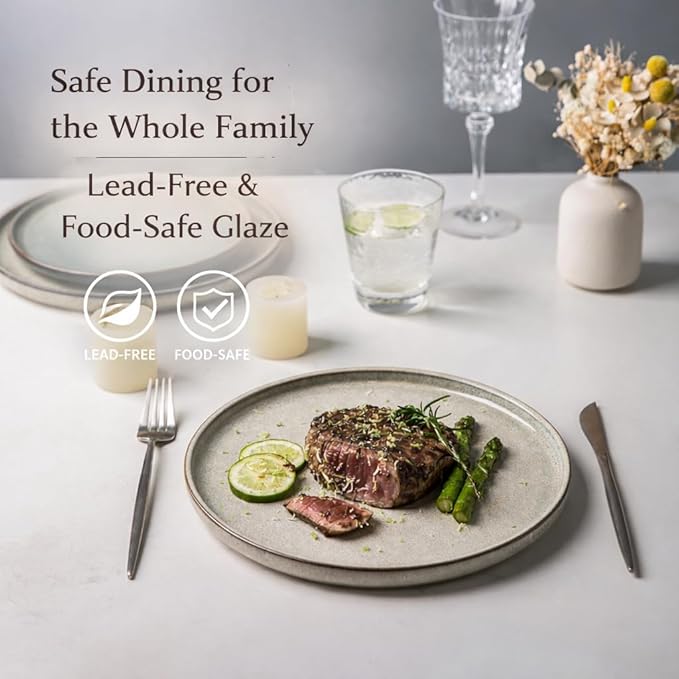 AmorArc Ceramic Dinnerware Sets,Round Reactive Glaze Stoneware Plates and Bowls Set,Highly Scratch Resistant | Dishwasher & Microwave Safe Dishes,Service for 6 (18pc)