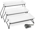 Czlizdyt Extra Large 3 Tier Serving Tray Set, 24x22x9.7 inch Cupcake Fruit Cookie Dessert Table Display Stands Melamine Tiered Platters Food Trays for Party Buffet Entertaining, White