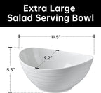 KITEISCAT Extra Large Elegant Ceramic Oval Salad Bowl Set with Premium Acacia Wood Salad Serving Utensils - Large Capacity, Stylish and Practical, Kitchen Must-Have