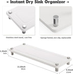 Kitchen Sink Caddy Water Absorbing Stone Tray For Sink, Diatomite Bathroom Countertop Tray Organizer, Faucet Stone Drying Mat Coaster Soap Dish Sponge Dispenser Holder (White)
