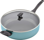 Farberware Dishwasher Safe Nonstick Jumbo Cooker/Saute Pan with Helper Handle -Aluminum, 6 Quart, Blue