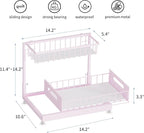 Saydear Under Sink Organizer Storage 2-Tier Premium Metal Pull-Out Kitchen Cabinet Organizer with Sliding Drawer, Height Adjustable, Heavy Duty for Kitchen & Bathroom Organizers 1 Pack Pink