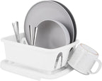 Camco RV Mini Dish Drainer & Tray - Features a Sloped Drain Tray Design, Heavy-Duty Construction - Ideal for Small Spaces, Apartments, Boats, and More -9.5" L x 11.7" W x 4.75" H - White (43511)