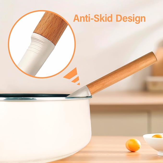 4PCS Silicone Cooking Spatula and Spoons Set, Nonstick Kitchen Utensils Set with Wood Handle, Heat Resistant Silicone Solid and Slotted Spatula Set with Turners, Serving Spoons(White)