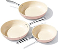 UUKRAVE Nonstick Ceramic Frying Pan Set, Healthy Ceramic Pan for Cooking with Stainless Steel Handle, Non-Toxic, PFAS/PTFE/PFOA-Free, Induction Compatible, Dishwasher & Oven Safe, 8"/9.5"/11", Pink