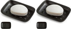 Miamolo Soap Dish, Ceramic Soap Holder Shower Soap Dish for Bar Soap Sponge, Soap Saver Tray for Bathroom Kitchen Sink, Black (Pack of 2)