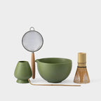 Matcha Whisk Set, Matcha Set with Ceramic Matcha Bowl, Bamboo Whisk & Holder, Sifter, Tea Scoop (Matcha Green)