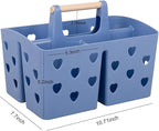 Anyoifax Portable Shower Caddy Plastic Shower Basket Organizer Divided Bathroom Caddy Storage Cleanning Caddy Tote with Handle for College, Dorm Room, Kitchen, Dark Blue