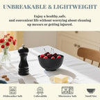 Homienly Wheat Straw Small Bowl Set of 8, Unbreakable Dessert Bowl - 10 OZ, Wheat Straw Mini Bowls for Kitchen, Kids, Microwave and Dishwasher Safe Bowls for Snack, Appetizer, Ice Cream (Black)