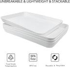 greenandlife 4 Pcs 16" x 11" Large Serving Trays for Party Supplies, Plastic Platters for Serving Food, Unbreakable Reusable Trays for Snack, Fruit, Cookies, Desserts in Kitchen, BPA Free, White