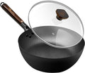 Frying Pan with Lid Skillet Nonstick 10 inch Carbon Steel Wok Pan Woks and Stir Fry Pans for Electric,Induction and Gas Stoves