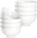 MALACASA Small White Ceramic Bowls Set of 8, 14 OZ Compact Dessert Bowls Rice Bowls Set, Ceramic Bowl for Ice Cream, Soup, Cereal, Side Dishes, Dishwasher & Microwave Safe