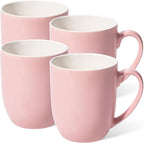 Urbanstrive 16 oz Large Coffee Mugs Set of 4 Ceramic Coffee Mug White Coffee Cups Tea Cups Idea Gift for Women Men House Warming Gifts New Home Office, Pink 4 Pack