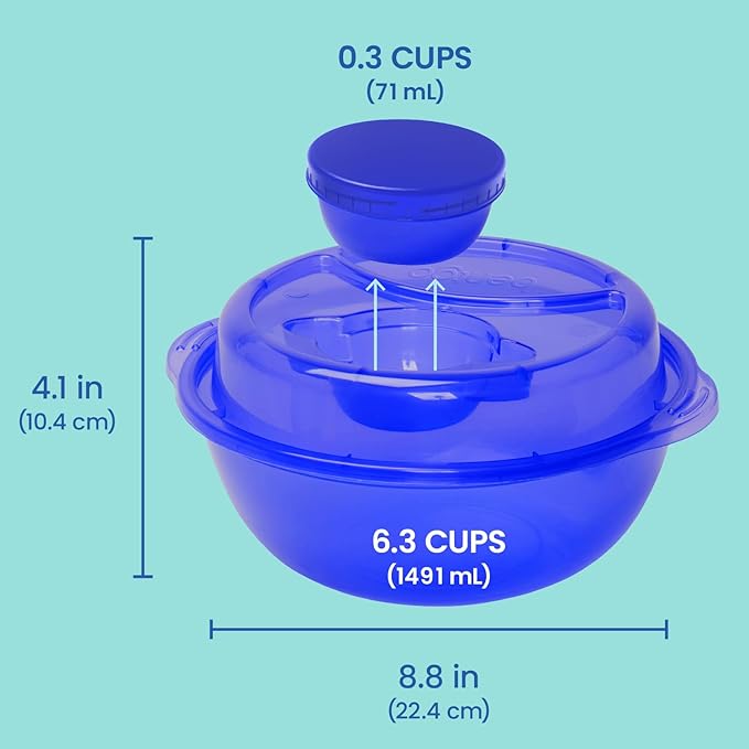 Bentgo Easyboxes Salad-to-Go Containers - 8-Piece Set: 4 Bowls, Leak-Proof Dressing Cups Built-In & 4 Fitted Lids Seal in Freshness; Reusable/BPA-Free for Salad, Pasta, & Cereal (Jewel Brights)