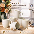 GBhome 16oz Coffee Mugs Set of 6, Large Ceramic Coffee Mugs for Man, Woman, Dad, Mom, Modern Coffee Mugs Set with handle for Tea/Latte/Cappuccino/Milk/Cocoa. Dishwasher&Microwave Safe,ivory
