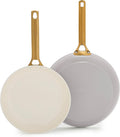 GreenPan Nonstick Reserve Pro 10” & 12” Frying Pan Set, NSF Certified Ceramic, Hard Anodized PFAS-Free Skillets, Stainless Steel Handles, Oven & Dishwasher Safe, Oyster Gray