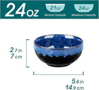 vancasso Starry 24oz Bowls for Soup, Ceramic Soup Bowls Set of 4, Blue Cereal Bowls Set for Kitchen, Salad Bowls Set, Pasta Oatmeal Bowls, Lead-free, Dishwasher & Microwave Oven Safe, Blue