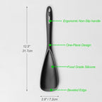 Cooking Spoon for Nonstick Cookwares, VOVOLY Silicone Spoon for Mixing, Scoop, and Scrape,Seamless Design, 12.6'', 2 Pack, Black