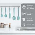 Redfly Silicone Spatula Set, 5 Piece Food Grade Silicone Cooking Utensils Set, Rubber Spatula Heat Resistant Nonstick for Baking, Cooking, Kitchen Utensils Dishwasher Safe Green