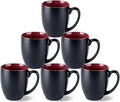 GBhome 12oz Coffee Mugs Set of 6, Large Ceramic Coffee Mugs for Man, Woman, Dad, Mom, Modern Coffee Mugs Set with handle for Tea/Latte/Cappuccino/Milk/Cocoa. Dishwasher&Microwave Safe,Red