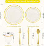 WELLIFE 350PCS Ivory Plastic Plates for 50 Guests -Thanksgiving Plates,Thanksgiving Decorations,Disposable Plate for Party and Wedding