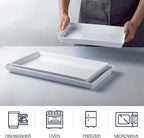 Delling Large Serving Platter, 16/14/12 Inch Rectangular Serving Trays for Serving Food, Serving Tray for Party - Set of 3, White