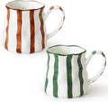 Ceramic Cute Coffee Mugs Set of 2,Cute Mugs For Women,Pretty Mugs(Striped),14 oz Ceramic Large Mugs, Dishwasher Microwave Safe
