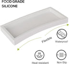 Bathroom Tray, Small Vanity Tray Silicone Soap Dish Sponge Holder Kitchen Sink Organizer Bathroom Accessories for Countertop, Toilet, Shower - Greyish White