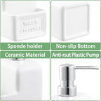 RQYIXI Soap Dispenser with Sponge Holder Ceramic Hand and Dish Soap Dispenser 15oz for Kitchen Bathroom