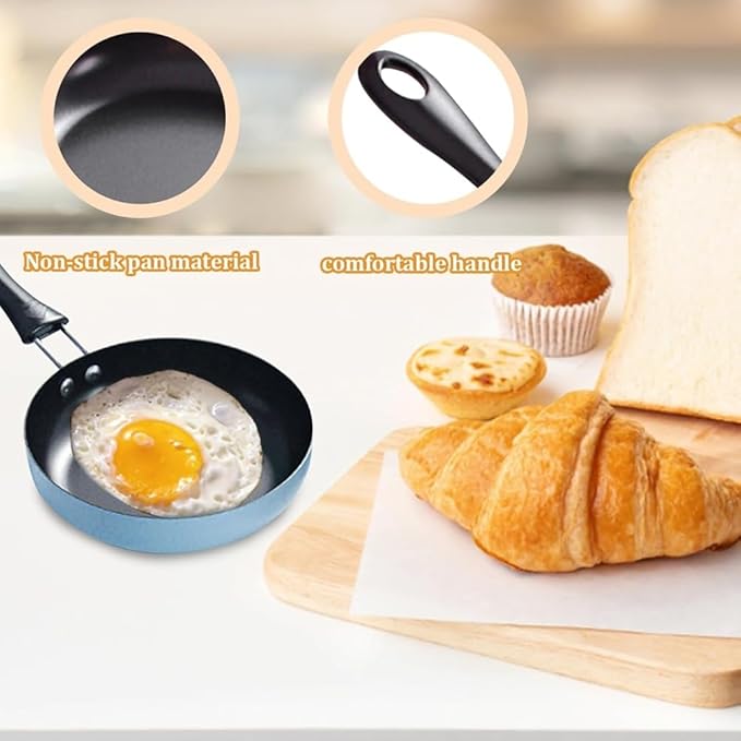 Nonstick Frying Pan 4.9 Inch (12.5cm) Round Egg Pan One Egg Fry Pan Egg Pancake Maker Omelet Mini Dishwasher Safe Cookware Small Egg Skillet, PFOA Free, Portable Pan for Stove Gas Induction Hob