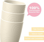 Homienly Plastic Cups Alternative 12oz - Wheat Straw Cups Set of 6 Reusable & Unbreakable Drinking Glasses Dishwasher & Microwave Safe Cups for Everyday Use-Beige