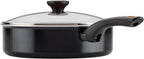 Farberware Glide Ceramic Nonstick Saute Pan / Frying Pan / Fry Pan with Lid and Helper Handle - 4 Quart, Black