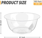 Qeirudu 8 oz Small Clear Plastic Bowls, 100 Pack Disposable Hard Plastic Party Serving Bowls for Fruit, Desserts, Parfaits, Ice Creams, Snacks