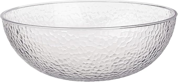 Lillian Collection Stunning Clear Plastic Round Hammered Bowl - 18" (1 Pc.) - Unique Textured Design - Perfect for Parties & Displays