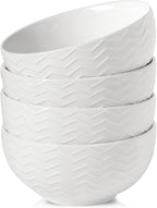 Hasense Soup Bowls 20 OZ, Ceramic Bowls Set of 4 for Kitchen, Stoneware Porcelain Cereal Bowls for Soup, Cereal, Oatmeal, Fruit, Salad, Noodle and Rice, Microwave Dishwasher Safe, White