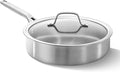 Calphalon Brushed 3-Ply Stainless Steel Cookware Set w/Turbo Heat Tech 3Qt Sauté Pan with Lid, Induction, Oven Safe 450F, Brushed Stainless Silver